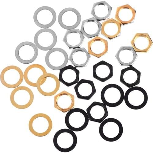 Hot sale 7pcs Iron Jack Socket Connector Nuts with Washers Set for Electric Guitar Bass Parts