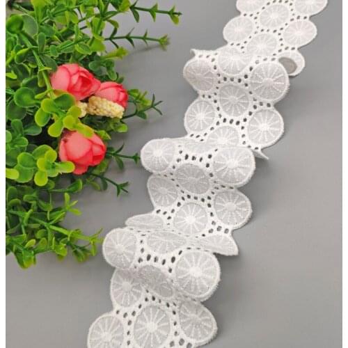 20Meters Floral Embroidered Cotton Lace Ribbon DIY Handmade Crafts Fabric Home Textile Garment Decor 6cm Beige Lace Trimming