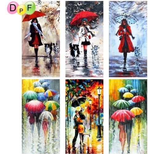 DPF 5D Full Round Diamond Painting rain walk Magic Cube Cross Stitch Art Crafts DIY Diamond Embroidery Mosaic Home Decor Gift