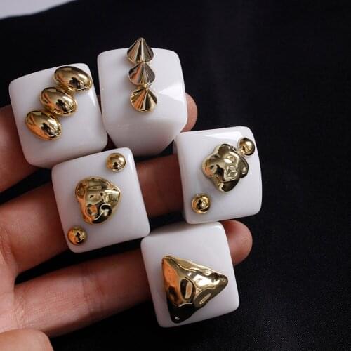 2021 new retro punk golden willow nail resin acrylic ring square white couple ring jewelry travel jewelry wholesale