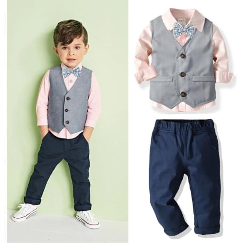 Boys Clothes Sets Children Clothing 2019 Autumn Winter Toddler Boy Clothes Boys Gentleman Suit 3Pcs Outfits For Kids Clothes Set