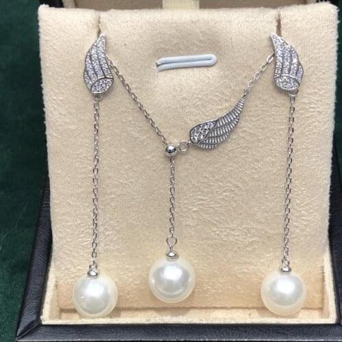 Wing 925 Sterling Silver Necklace Earrings Mountings Findings Base Jewelry Set Mounts Settings Parts for Pearls Beads Crystal