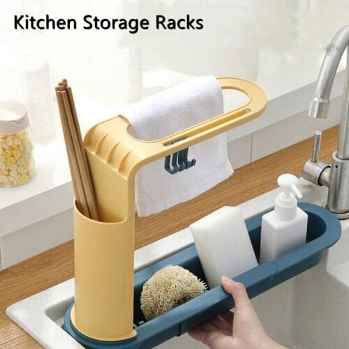 Kitchen Storage Racks ABS Punch-free Chopsticks Towel Sponge Cleaning Cloth Storage Rack Multifunctional Kitchen Accessories