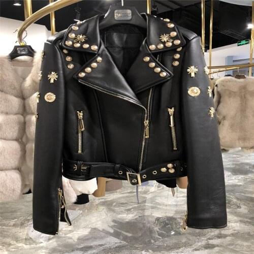 Levlmoly Design 2020 Autumn Sheepskin Leather Jacket Motorcycle Short Leather Jacket