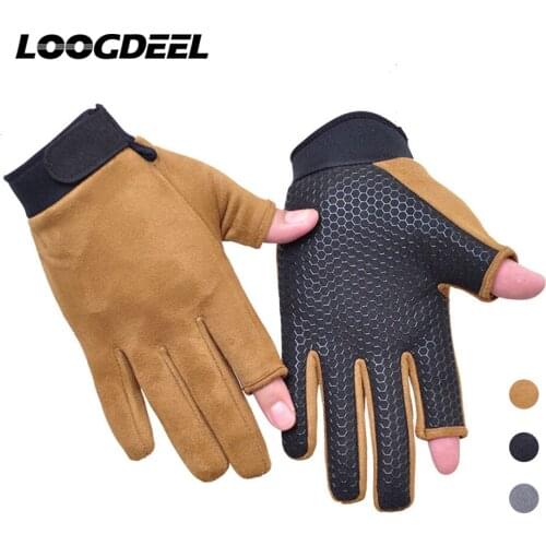 LOOGDEEL Cycling Gloves Comfortable Women Men Full Finger Half Finger Two Finger Cut Thermal Plus Fleece Bike Motorcycle Gloves