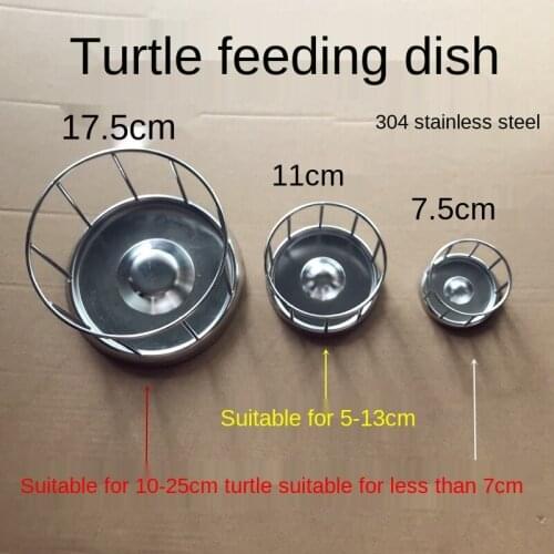 Mini Turtle Feeding Plate Stainless Steel Turtle Feeder Bowl Basin Food Dispenser Feeding Tool Reptile Supply Turtle Dish ZA200