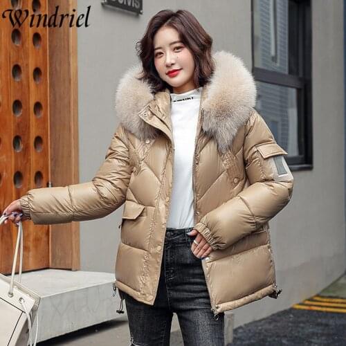 Windriel Fashion Warm Coat Women Thicken Warm Jackets Female Waterproof Parkas Large Fur Collar Winter Clothing