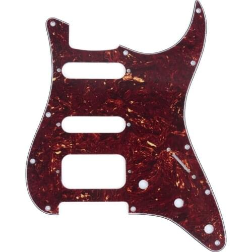 Musiclily Pro 11-Hole Round Corner HSS Guitar Strat Pickguard for USA/Mexican Stratocaster Open Pickup, 4Ply Vintage Tortoise