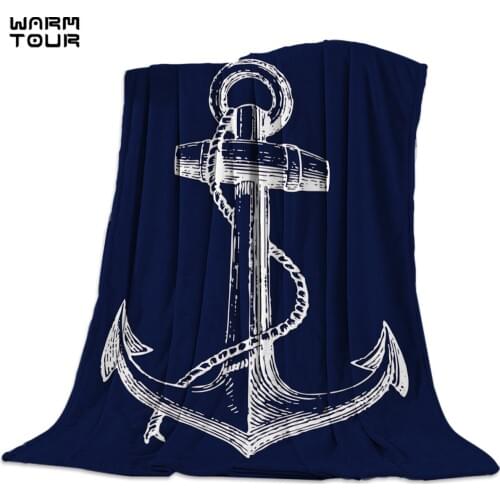 Simple Anchor Blue Bottom Blanket Funny Printed Soft Boy Girl Baby Coral Fleece Navigation Blankets Warm Sofa Bed Sheets
