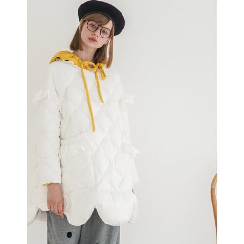 Imakokoni original womens design multicolor lace wavy hedging Japanese down jacket winter essential