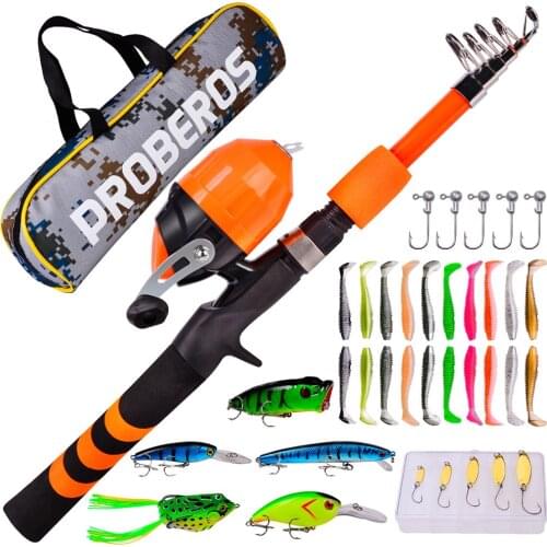 Mini Fishing Pole Portable&Reel Set 1.2-1.5-1.8m Spincast Reel Telescopic Fishing Rod Lures Fishhooks Kit