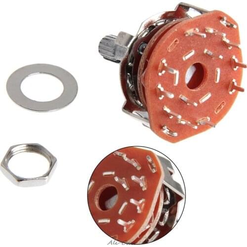 RS25 Shaft Panel Mount 2P5T Rotary Switch Selector Band 2 Pole 5 Position New
