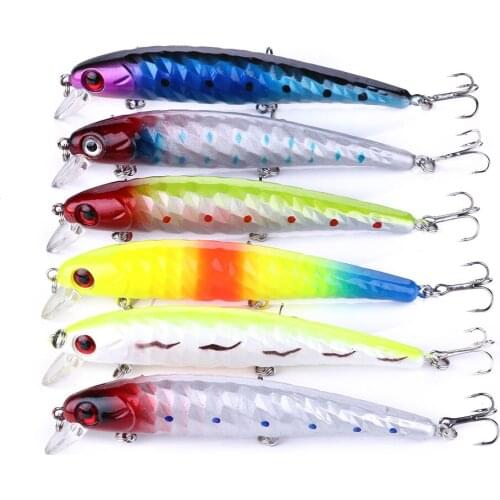 6pcs Floating Minnow Fishing Lure Hard Lures for Fishing Artificial Bait 3D Eyes Fishing Wobblers Crankbait 12cm 15g