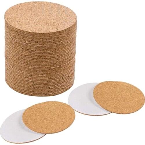 Self-Adhesive Cork Sheet Crafts Supplies Wood Cork Mats 80 Circular Cork Backing Sheets for Coasters DIY