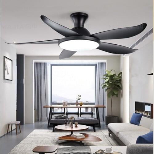 Modern Ceiling Fan with Remote Control Restaurant Living Dinning Room Luxury Five-Leaf 60 Inch Fan Lights 220v Black Smart lamp