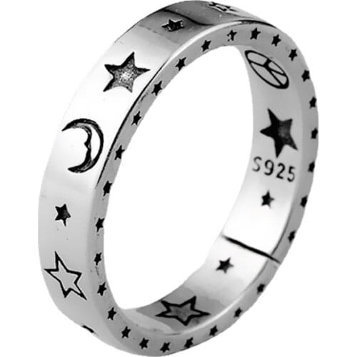 Vintage Moon Star adjustable Ring Smiling Face Finger Rings For Fashion Women Jewelry