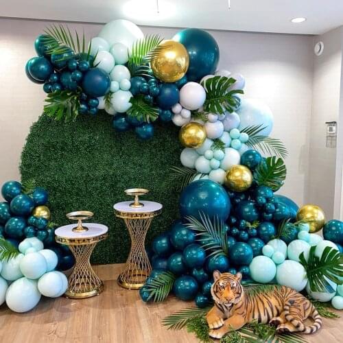 Dark Blue Green Balloons Arch Garland Baloon Background Birthday Party Decoration Kids Baby Shower Decor Baloons Wedding Balloon
