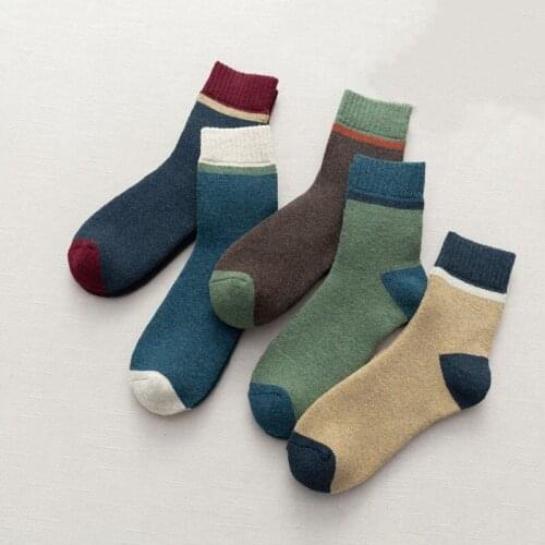 High Quality 5pairs/ Lot Mens Socks Winter Warm Thickened Autumn Breathable Business Terry Male Long Socks New