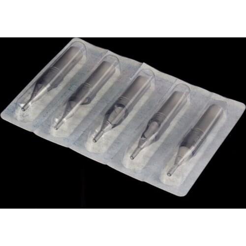 YILONG 50Pcs Series Size Disposable Tattoo Tips Gray Color 5RT Tips Pre-Sterilized Nozzle Tip For 5R Tattoo Needles