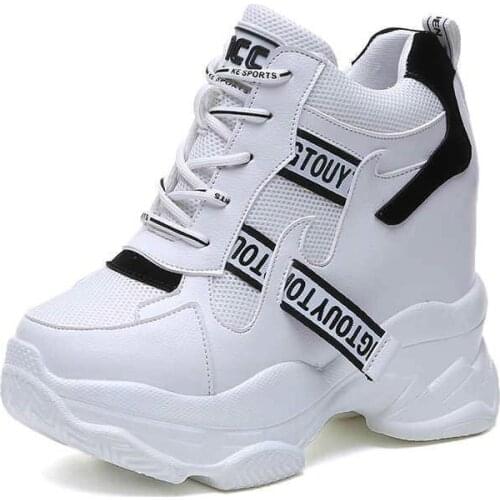High Top Sneakers Women 2021 White Trendy Shoes Women Platform Ankle Boots Basket Femme Chaussures Femmes Height Increase Shoes