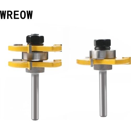 1Set 3/4" Stock 1/4" Shank 3 Teeth Tongue Groove Router Bit T Shape Wood Milling Cutter Woodworking Cutter Tool