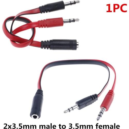 1PC 3.5mm Female To 2 3.5mm Male Jack Stereo Audio Adapter Splitter Cable Connectors