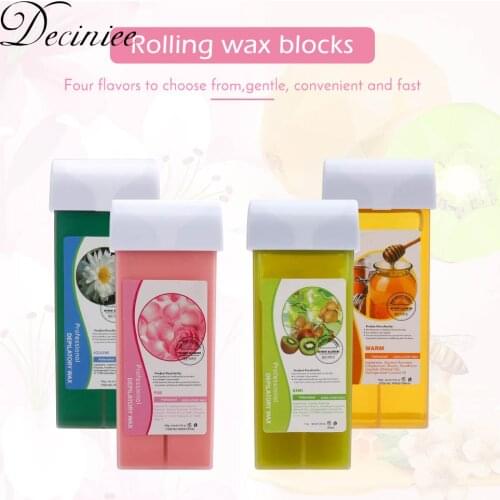 100g Honey Depilatory Wax for Cartridge Waxing Heater Machine Body Hair Removal Cream Beeswax Roll-On Hot Wax Rose Kiwi Flavor