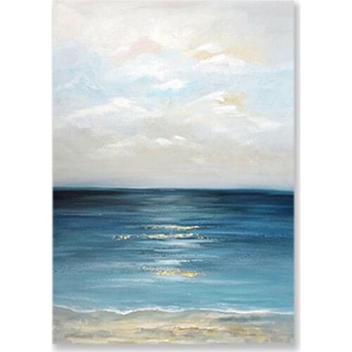 100% Hand-painted Abstract Seascape Oil Painting Wall Decoration Canvas Artwork Dropshipping Panel Paintings Art For Home