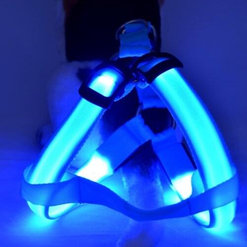 12PCS / LOT LED Light Dog Chest Strap Medium And Large Dog Glow-Light Dog Leash Pet Vest Harness
