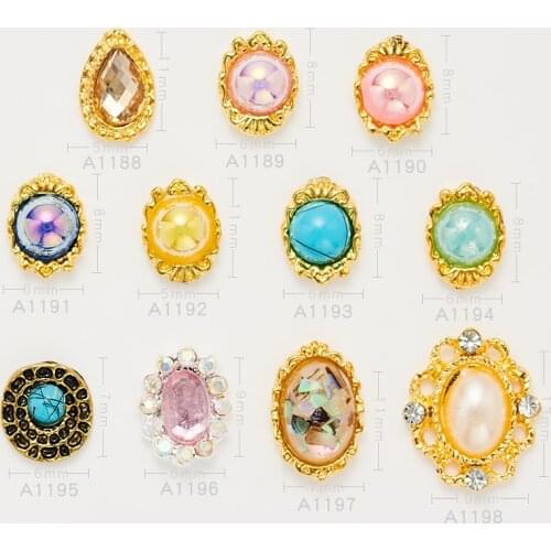 20pcs High Quality New Metal Edging Drop Alloy Rhinestones A Variety of Styles 3D Charm DIY Nail Art Jewelry Decoration