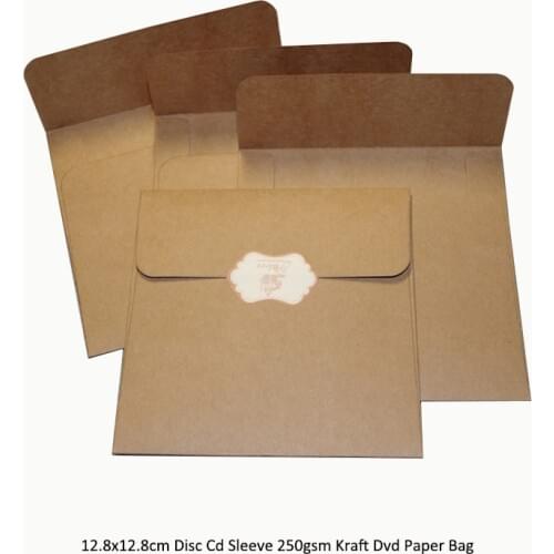 2018 Free Shipping 100pcs 12.8x12.8cm Disc Cd Sleeve 250gsm Kraft Dvd Paper Bag Cover Packaging Envelopes Packing Wedding Party
