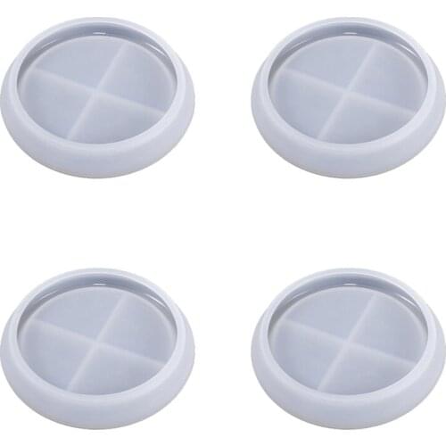4Pcs Round Saucer Coaster Glue Round Silicone Diy Crystal Glue Mould