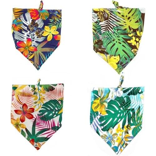 50pcs Dog Bandana Summer Leaves Style Small Middle Large Dog Bandanas Scarf Puppy Bib Cotton Bandanas Accessories Pet Supplies