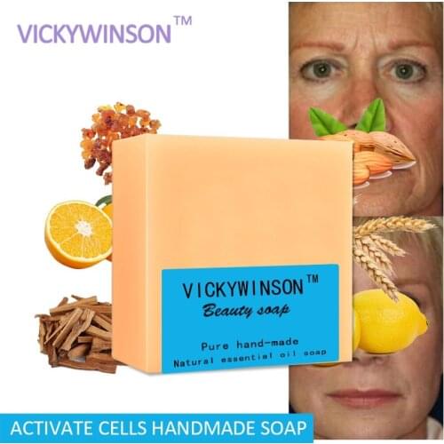 VICKYWINSON Activated cell essential oil handmade soap 100g Prevent wrinkles control melanin stimulate cell anti-aging