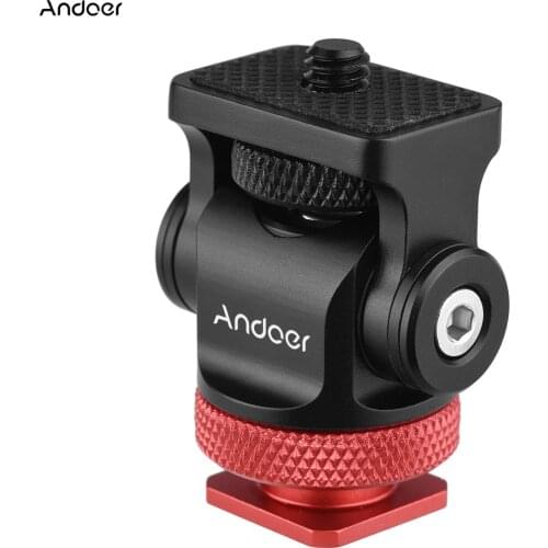 Andoer 360 Rotatable Camera Monitor Cold Shoe Mount Adapter Head with 1/4" Interface Allen Wrench for Monitor LED Light Mounting