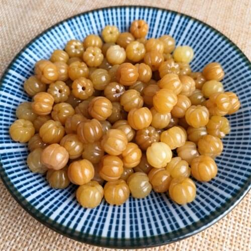 Natural yellow jade hand-carved pumpkin DIY 100% real jade bracelets beads accessories jade gift bangle bracelets 10mm