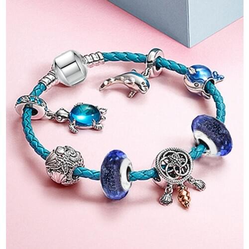 CHIELOYS Cartoon Animal Style Charm Bracelets with Leather Chain Glass Beads Bracelet & Bangles for Women Gift Special Offer