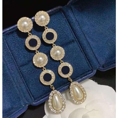 Brand Vintage Stud earrings for women Crystal earrings Pearl earring pendant Tassel Brincos Jewelry 2020