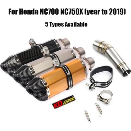 For Honda NC700 NC750X Exhaust System Muffler End Tips 51mm Slip On Mid Link Pipe Connecting Tube Stainless Steel Motorcycle