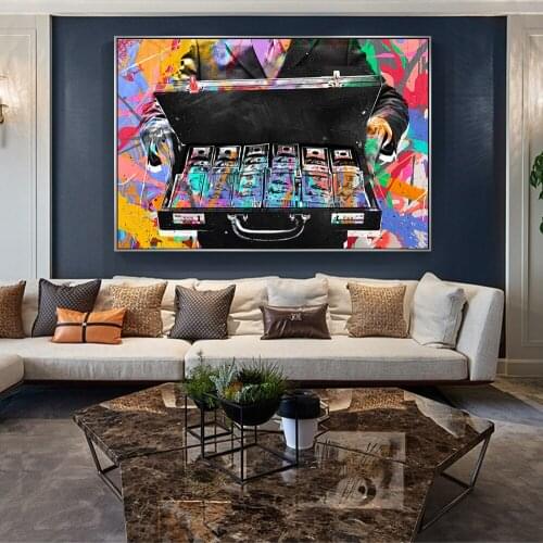 Home Decor Nordic Abstract Inspiring Money Canvas Paintings Wall Posters Prints Graffiti Art Street Canvas Modular Picture Frame