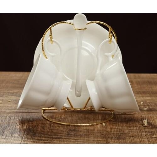 European Teacups Bone China Coffee Cup Saucer Set Shelves Simple Retro Ceramic Porcelain Afternoon Espresso Cup Plate 180ml D6D