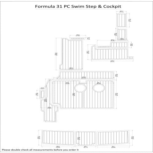 Formula 31 PC Swim Step & Cockpit Pad Boat EVA Teak Decking 1/4" 6mm