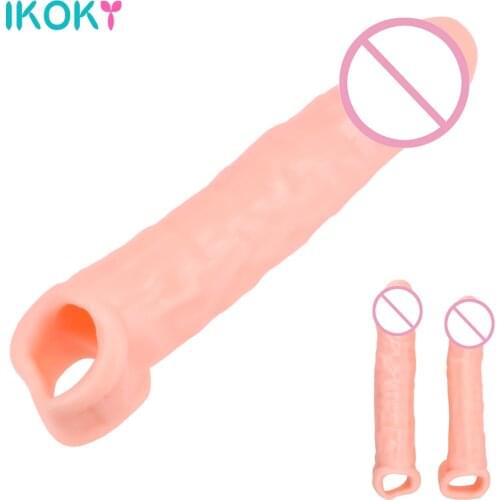 IKOKY Dildo Penis Sleeve Comdom Penis Sleeve Rubber Dick Male Cock Extender Penis Extender Sleeve Reusable Condoms