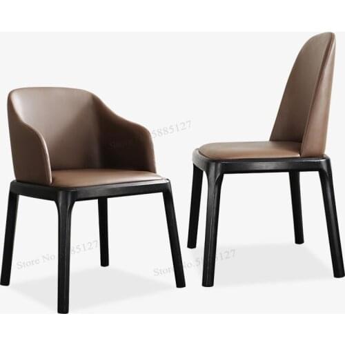 Customized Nordic Light Luxury Solid Wood Dining Chair Home Italian Minimalist Hotel Cafe Chair Simple Modern Restaurant Backres
