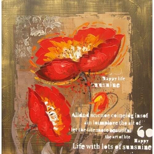 Oil paintings on canvas red white home decoration Modern abstract flower Oil Painting wall art Free shipping