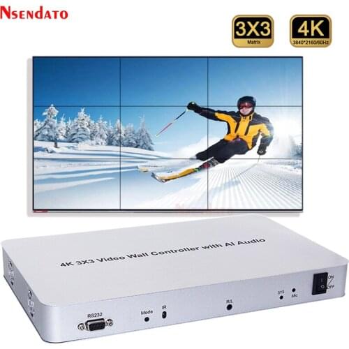 4K 3x3 HDMI Video Wall Controller With voice Screen Stitching Processor Splicer 1X2 1X4 2X2 2X3 2X4 3x2 4X2 9 HDMI Video Splicer