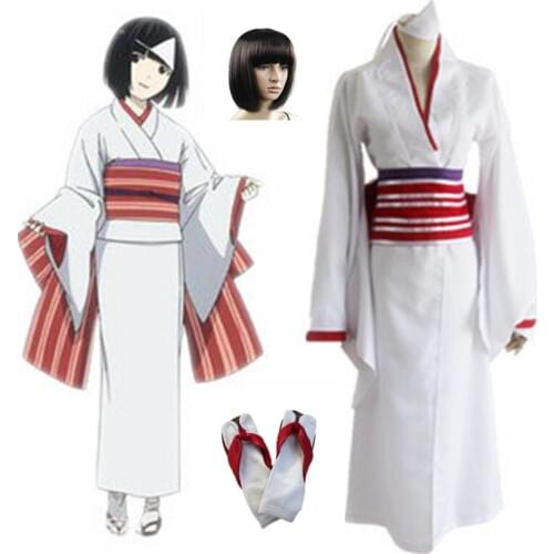Noragami Cosplay Yukine Costume kimono Suit white Printed bathrobe