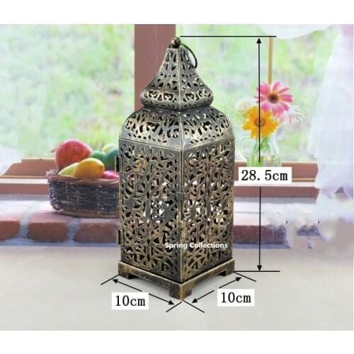 Candle-Holder Moroccan European-Candlestick Hanging-Lantern Metal Vintage Black