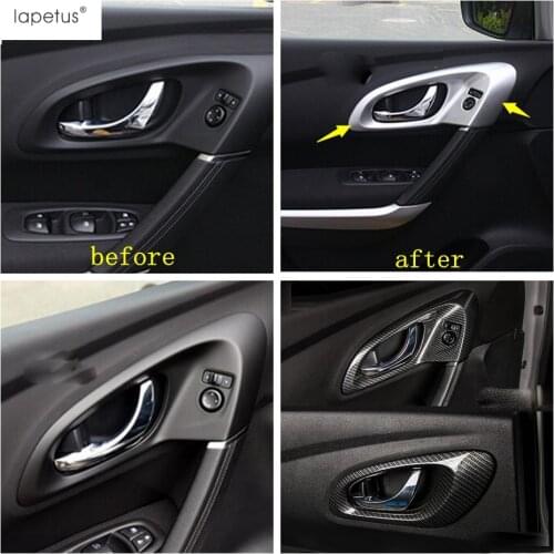 Lapetus Accessories For Renault Kadjar 2016 2017 2018 ABS Inner Door Handle Bowl Molding Cover Kit Trim 4 Pcs Matte Carbon Fiber