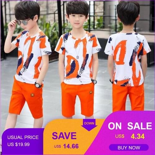 Baby Boy Summer Clothes Set For Toddler Kids Clothing Cartoon Printed Short Sleeve T-shirt + Pants Boy Suit